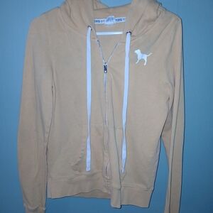 PINK Victoria's Secret Tan Hoodie with White Accents